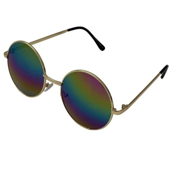 6129 | Gold Rainbow Lens Circle Sunglasses - Picture 3 of 5